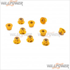 WeiHan Aluminum Lock Nuts 3mm Flange Gold 10pcs #WH-020