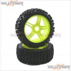 1:8 Rally Tires NR + 10 Spoke Wheel Yellow + Foam Glued