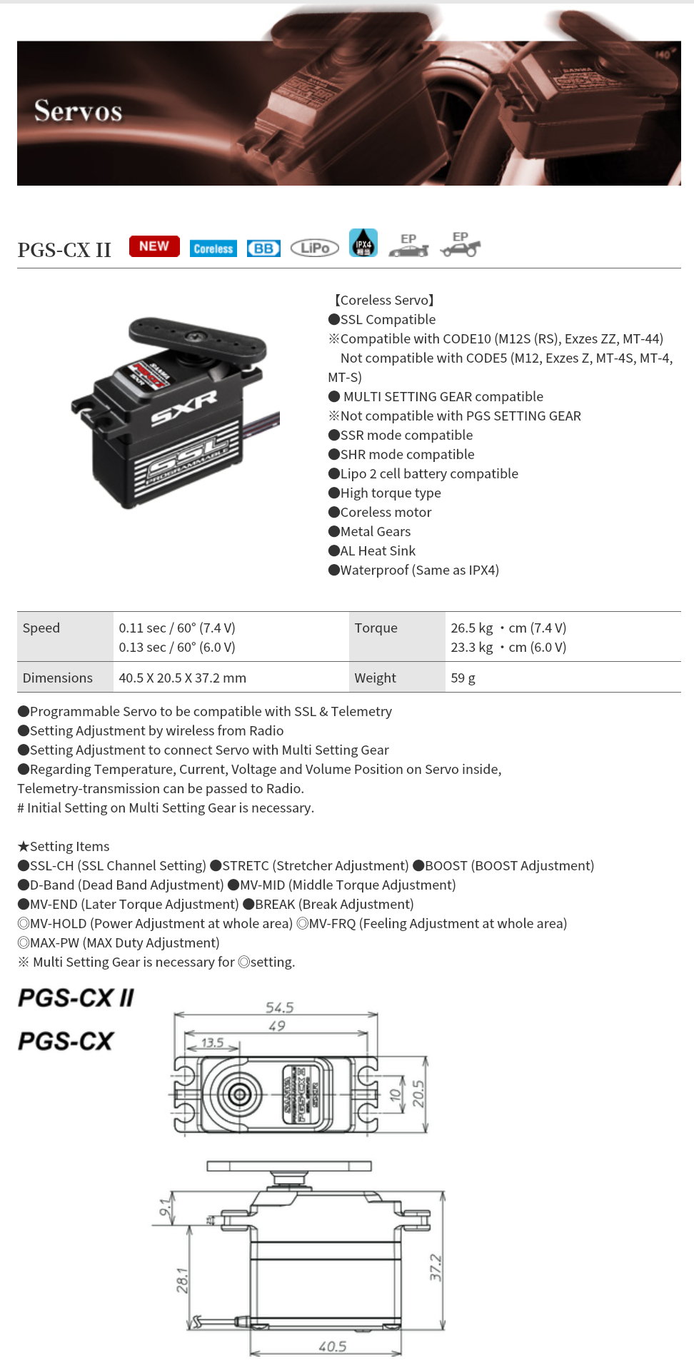 SXR SSL Coreless Servo #PGS-CX II (RC-WillPower) SANWA | eBay