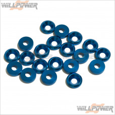 Q-World Aluminum 3mm Countersink Washer Blue (20 pcs) #QW-311A